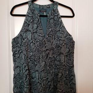 Sleeveless green & black print